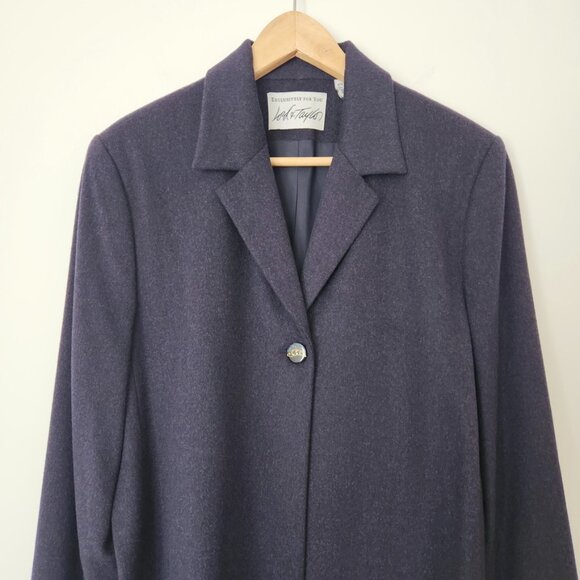 Vintage Lord & Taylor Gray Blue Cashmere Blazer Jacket Swing Button Wool‎ Sz 10 - Picture 5 of 12